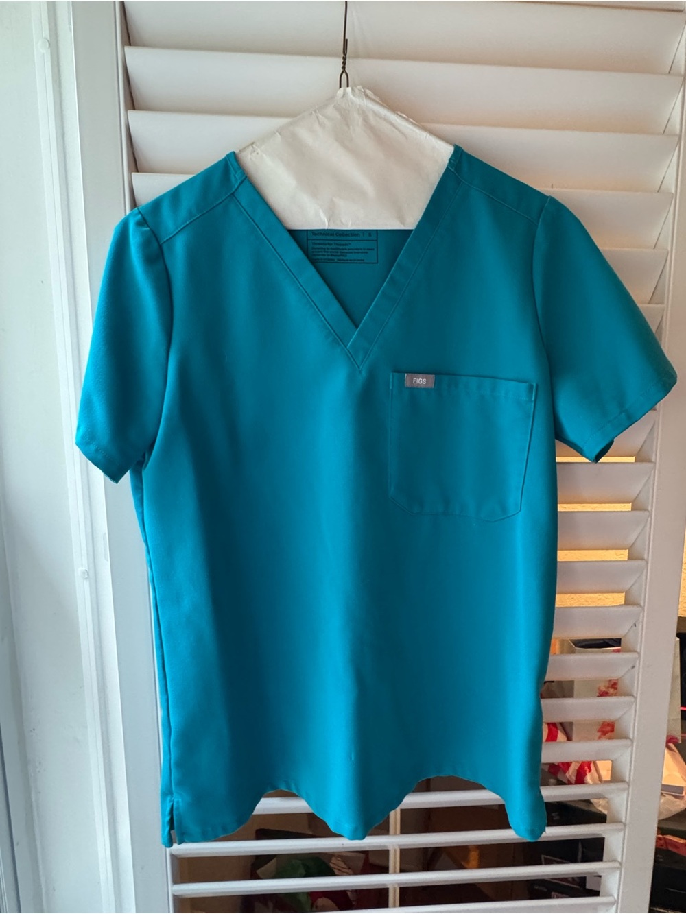Figs Teal V-Neck Scrub Top